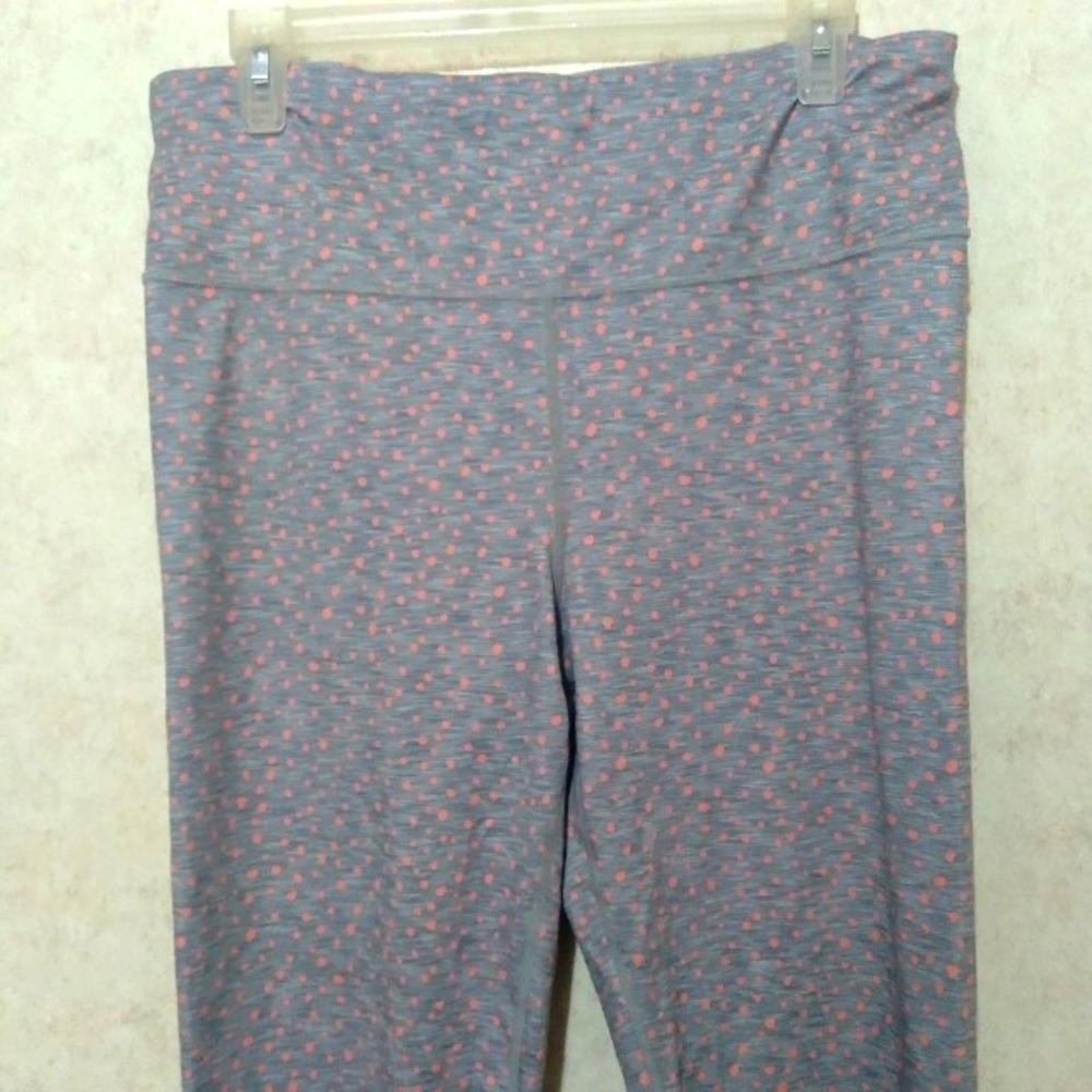 Gap Fit Eclipse size large tall pink spotted gray yoga pants